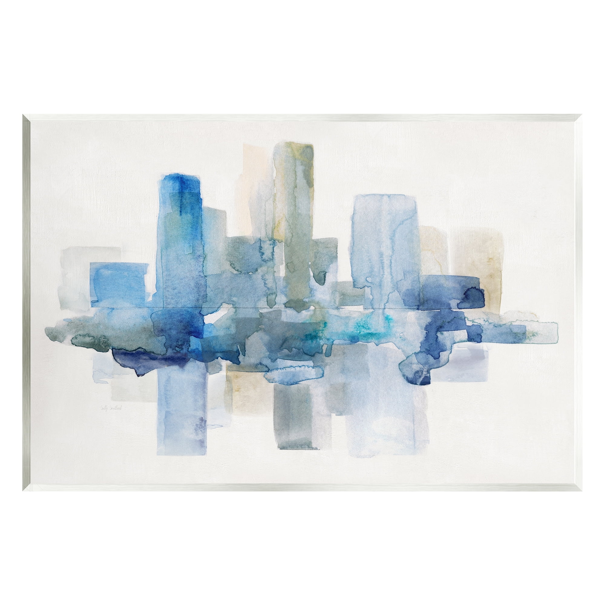 Stupell Industries Blocked Abstract Cityscape Scene Reflection Watercolor Detail Painting Unframed Art Print Wall Art, Design by Sally Swatland