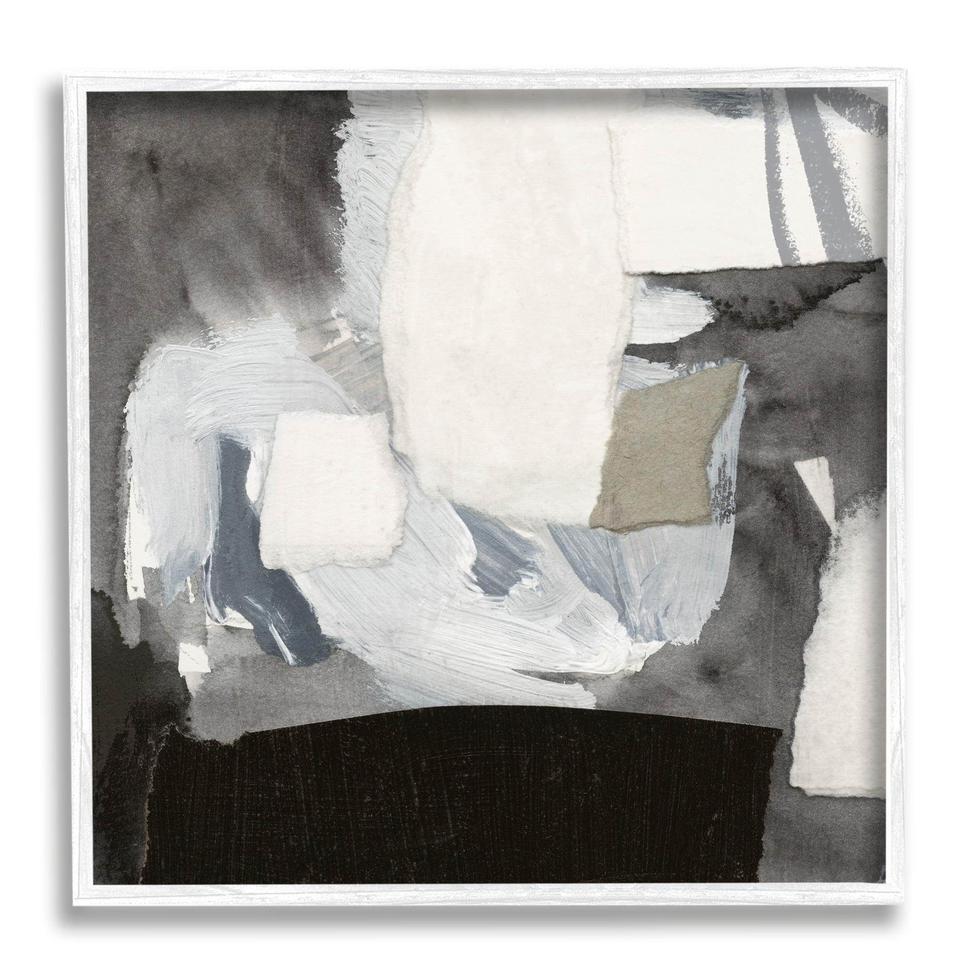 Stupell Industries Blocked Abstract Shapes Geometric Paint Strokes Collage Painting White Framed Art Print Wall Art, Design by Victoria Barnes