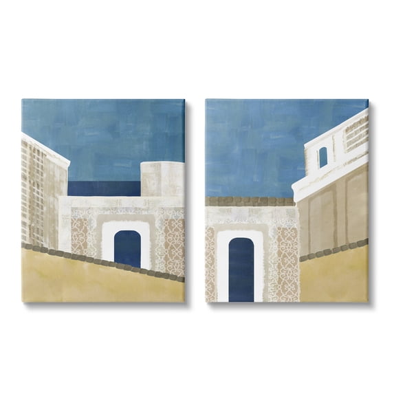 Stupell Industries Blocked Architecture Classic Tiled Building Doorway Canvas Wall Art, 16 x 20, Design by Flora Kouta