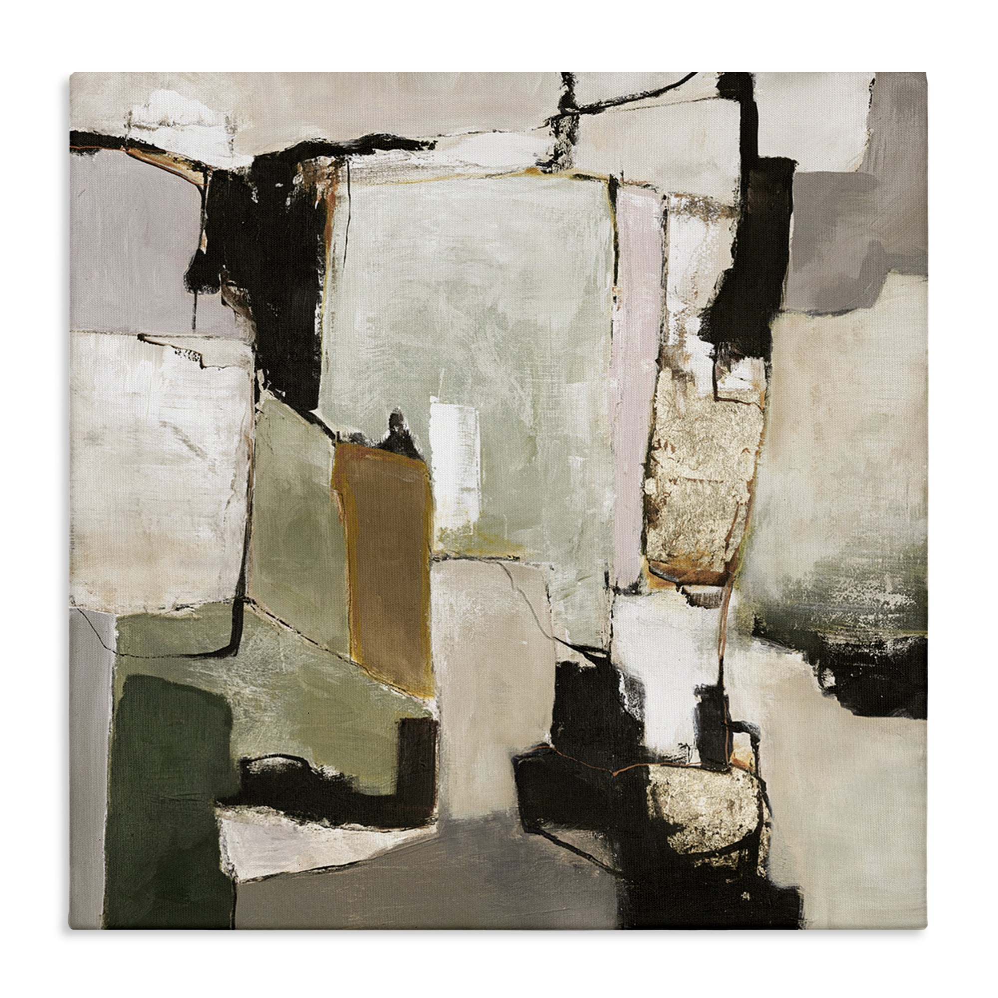 Stupell Industries Blocked Composition Details Abstract Painting Wrapped Canvas Art Print Wall Art, 36 x 36