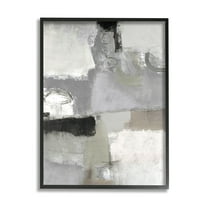 Stupell Industries Blocked Geometric Shapes Black Detail Circles Painting Black Framed Art Print Wall Art, Design by Lisa Ridgers