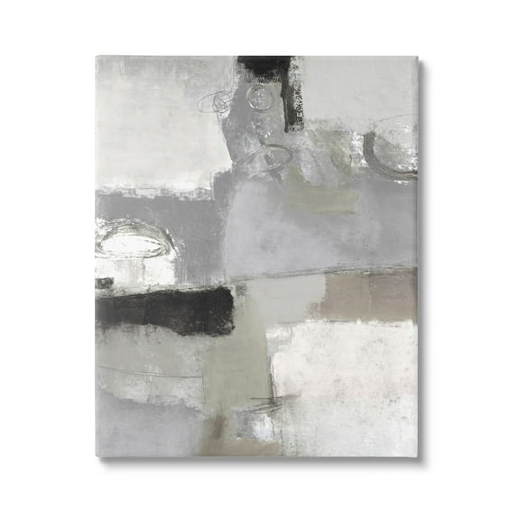 Stupell Industries Blocked Geometric Shapes Black Detail Circles Painting Gallery Wrapped Canvas Print Wall Art, Design by Lisa Ridgers