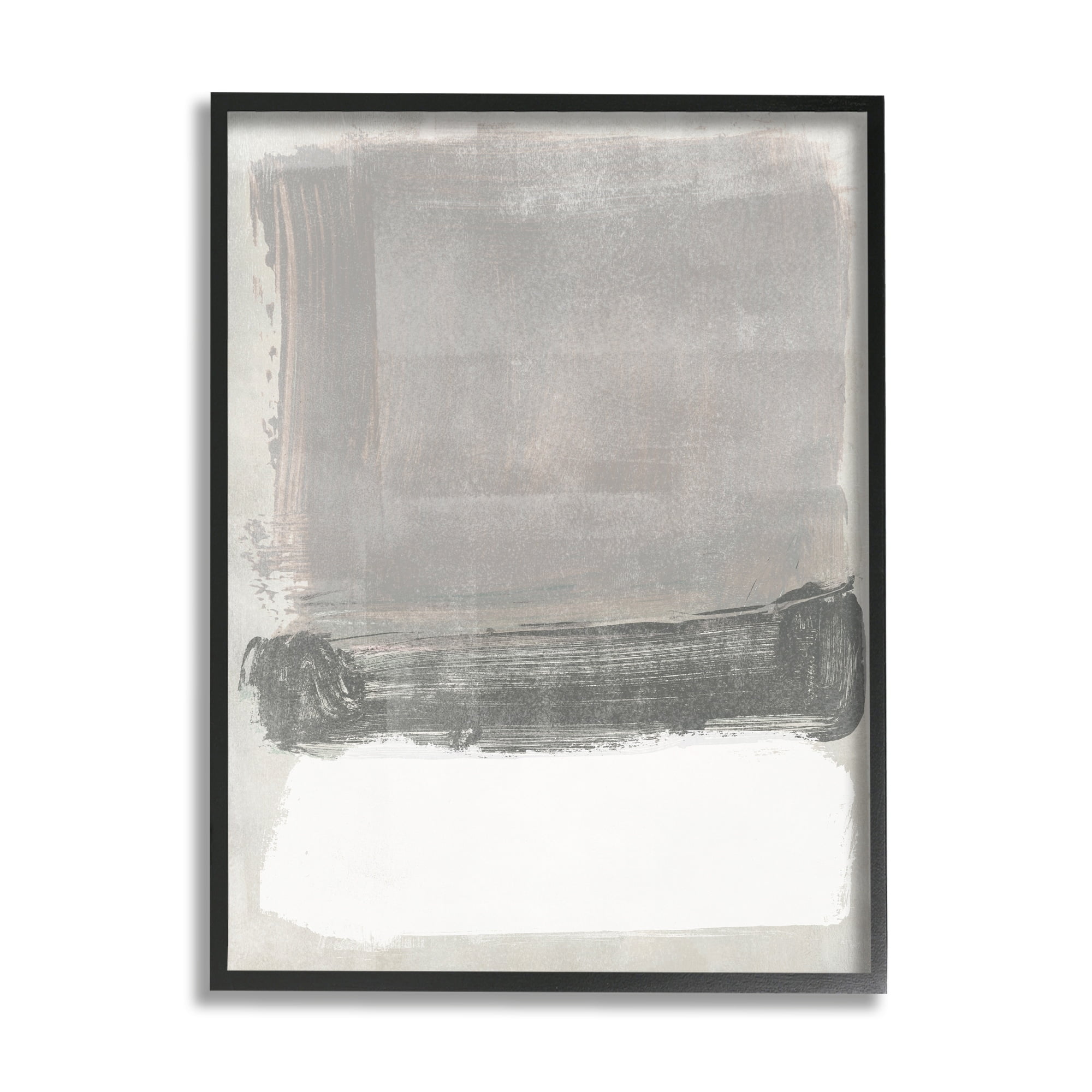 Stupell Industries Blocked Neutral Tones Abstract Brushstrokes Shapes Painting Black Framed Art Print Wall Art, Design by Jennifer Paxton Parker