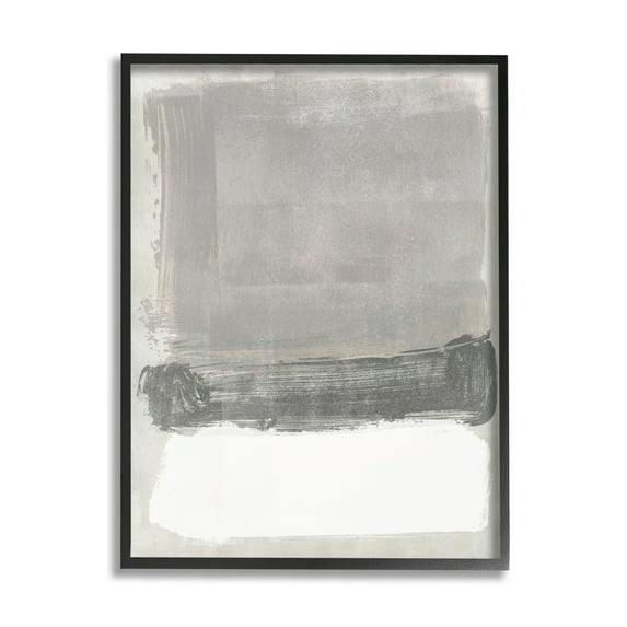 Stupell Industries Blocked Neutral Tones Abstract Brushstrokes Shapes Painting Black Framed Art Print Wall Art, Design by Jennifer Paxton Parker