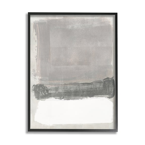 Stupell Industries Blocked Neutral Tones Abstract Brushstrokes Shapes Painting Black Framed Art Print Wall Art, Design by Jennifer Paxton Parker