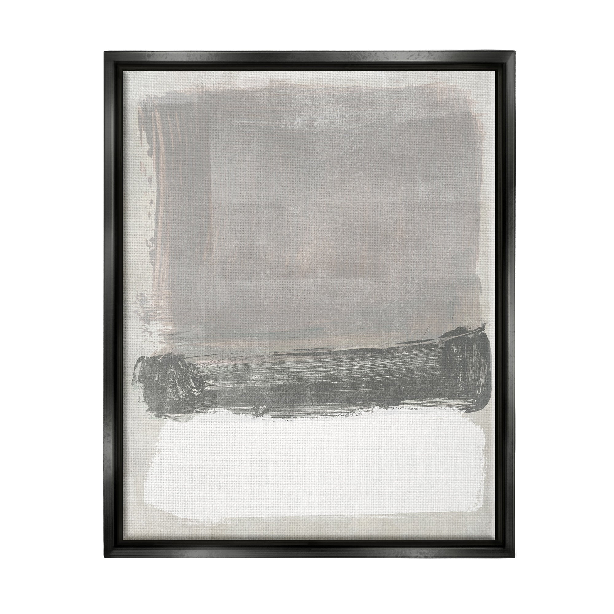 Stupell Industries Blocked Neutral Tones Abstract Brushstrokes Shapes Painting Jet Black Floating Framed Canvas Print Wall Art, Design by Jennifer Paxton Parker