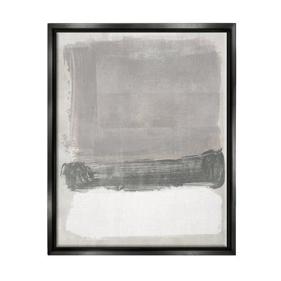 Stupell Industries Blocked Neutral Tones Abstract Brushstrokes Shapes Painting Jet Black Floating Framed Canvas Print Wall Art, Design by Jennifer Paxton Parker