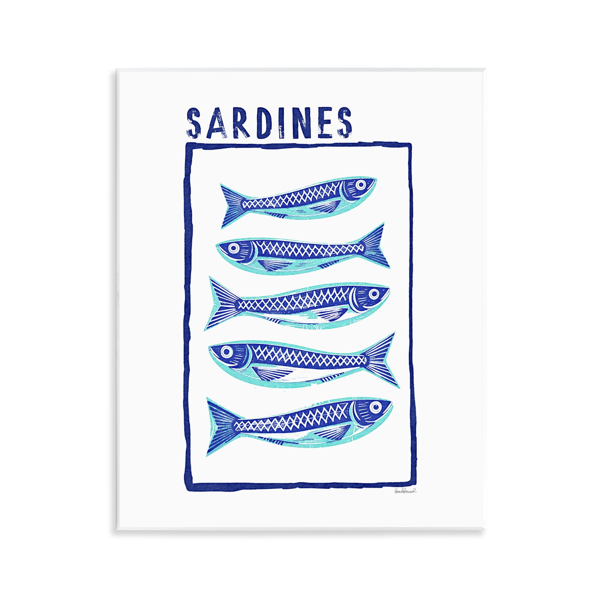 Stupell Industries Blocked Sardines Pattern Wall Plaque Art, design by Amanda Greenwood