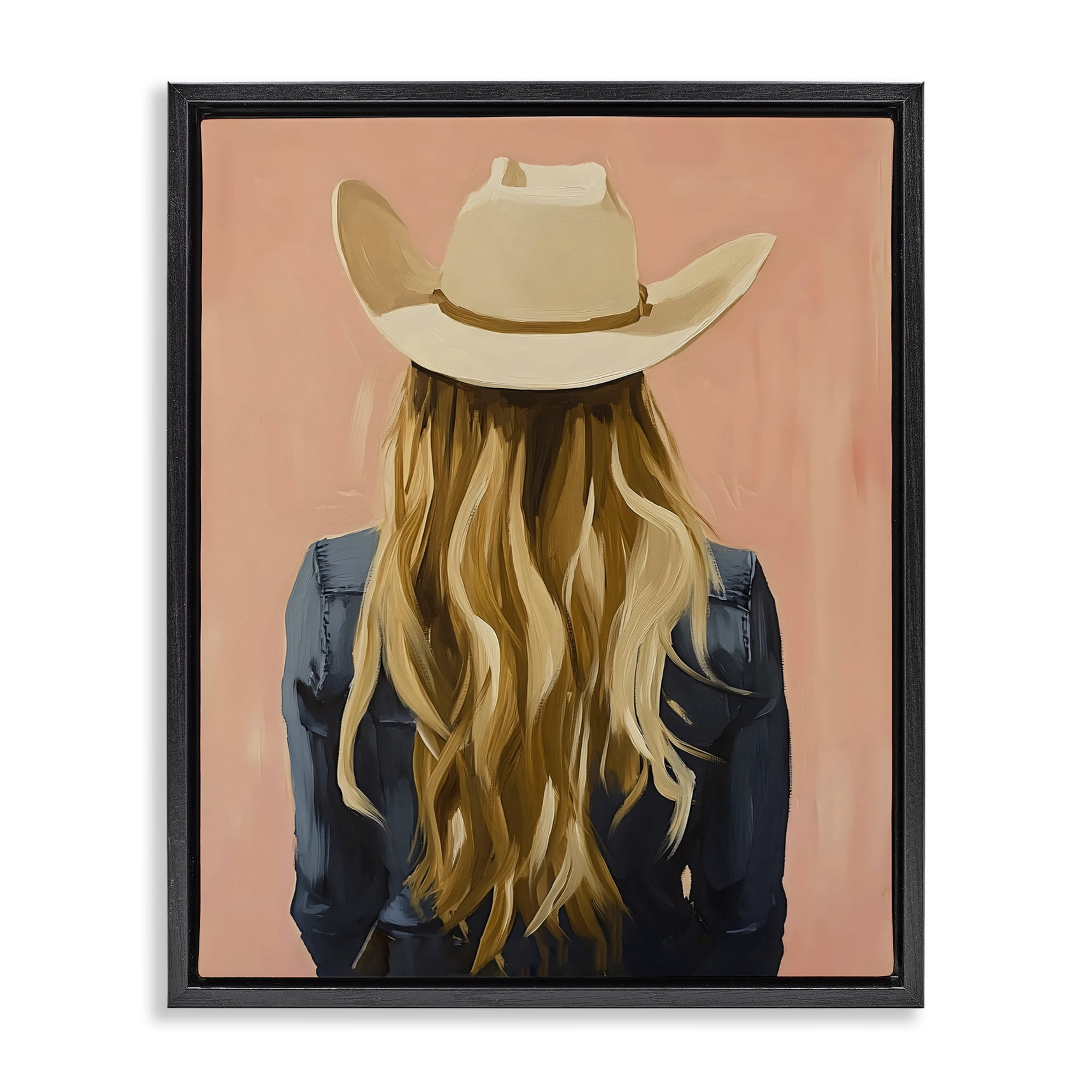 Stupell Industries Blonde Cowgirl Back View Black Framed Floater Canvas Wall Art, design by The Prints Vibe