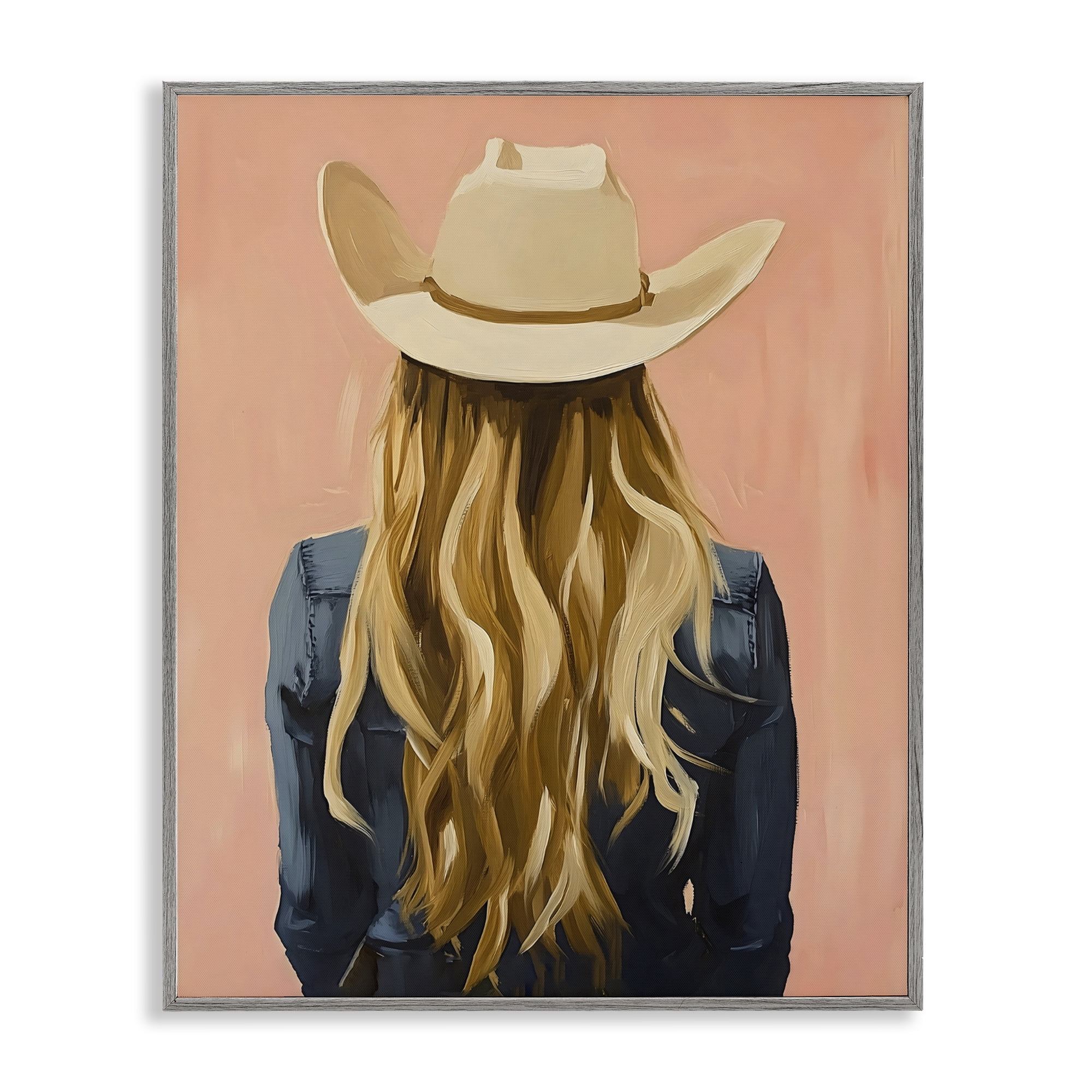 Stupell Industries Blonde Cowgirl Back View Gray Framed Giclee Art, design by The Prints Vibe