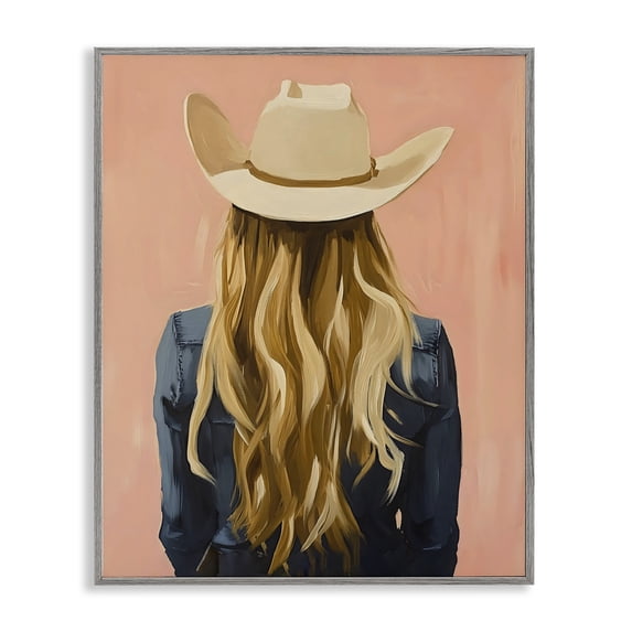 Stupell Industries Contemporary Blonde Cowgirl Back View Gray Framed Giclee Art, 11 x 14, by The Prints Vibe