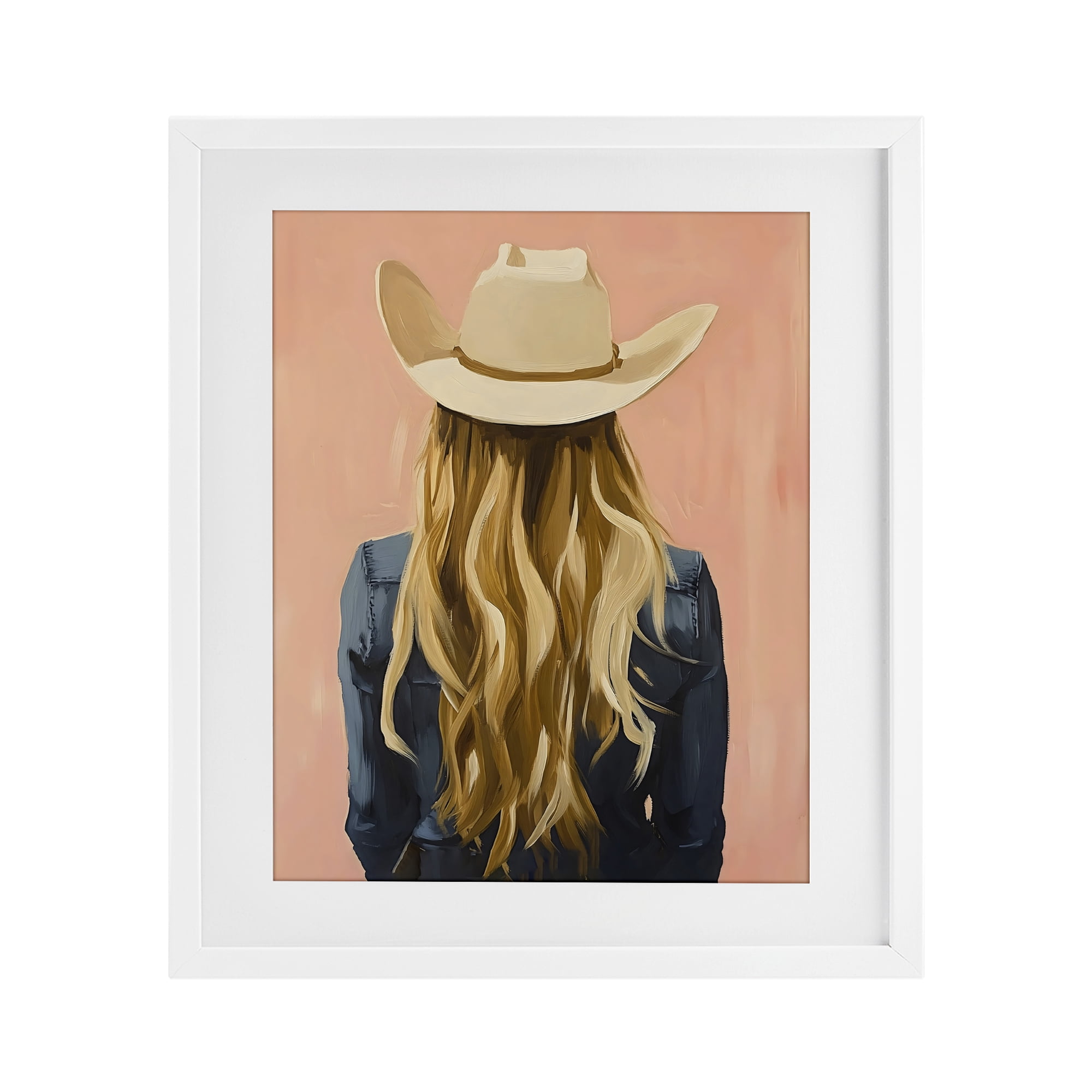 Stupell Industries Blonde Cowgirl Back View White Framed Print Under Glass, design by The Prints Vibe