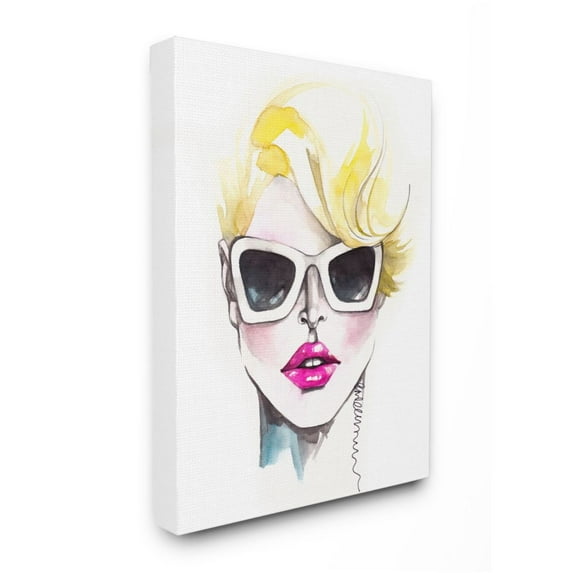 Stupell Industries Blonde Female Fashion Portrait White Sunglasses Design by Elisaveta Stoilova, 16" x 20"