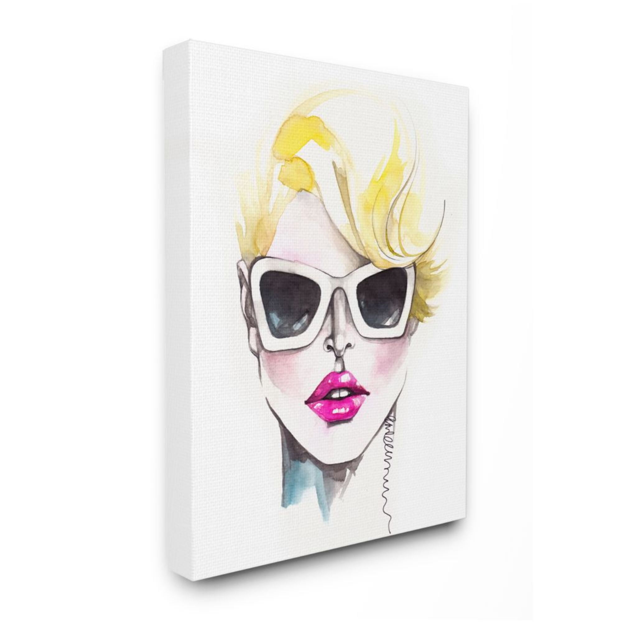 Stupell Industries Blonde Female Fashion Portrait White Sunglasses Design by Elisaveta Stoilova, 30" x 40"