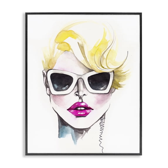 Stupell Industries Contemporary Female Fashion Portrait Sunglasses Black Framed Giclee Art, 11 x 14, by Elisaveta Stoilova