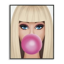Stupell Industries Blonde Girl & Bubblegum People Painting Black Framed Art Print Wall Art, 11 x 14