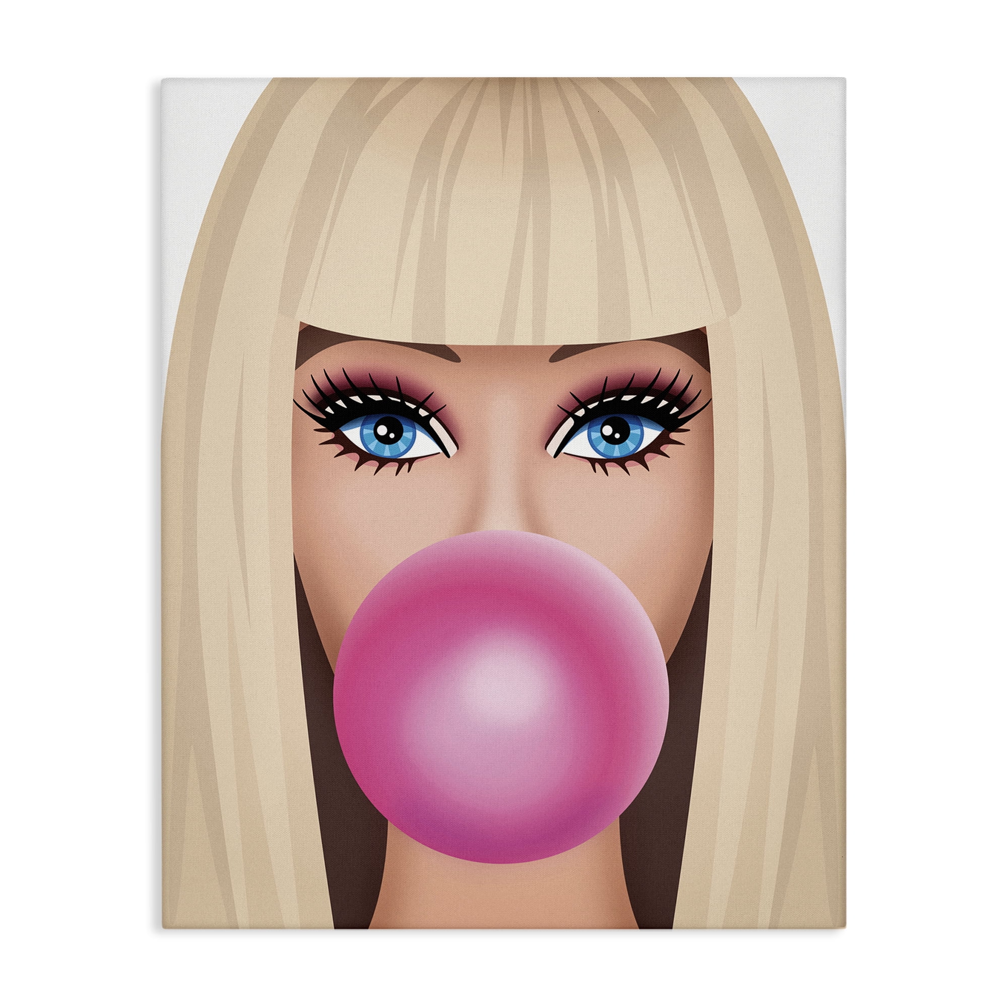 Stupell Industries Blonde Girl & Bubblegum People Painting Wrapped Canvas Art Print Wall Art, 24 x 30