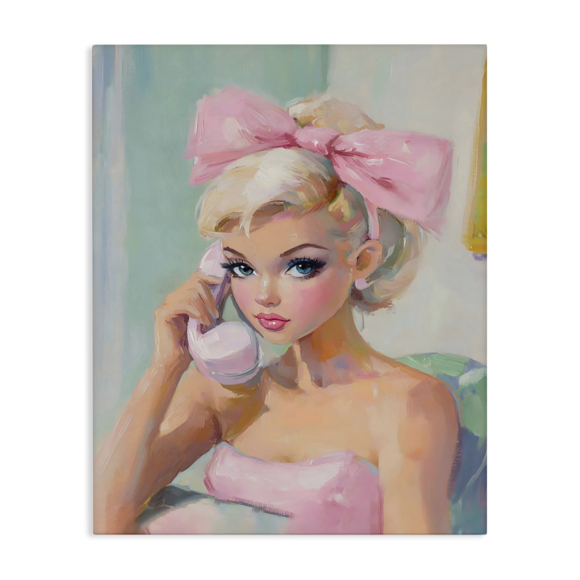 Stupell Industries Blonde Girl with Pink Bow Canvas Wall Art, design by The Prints Vibe