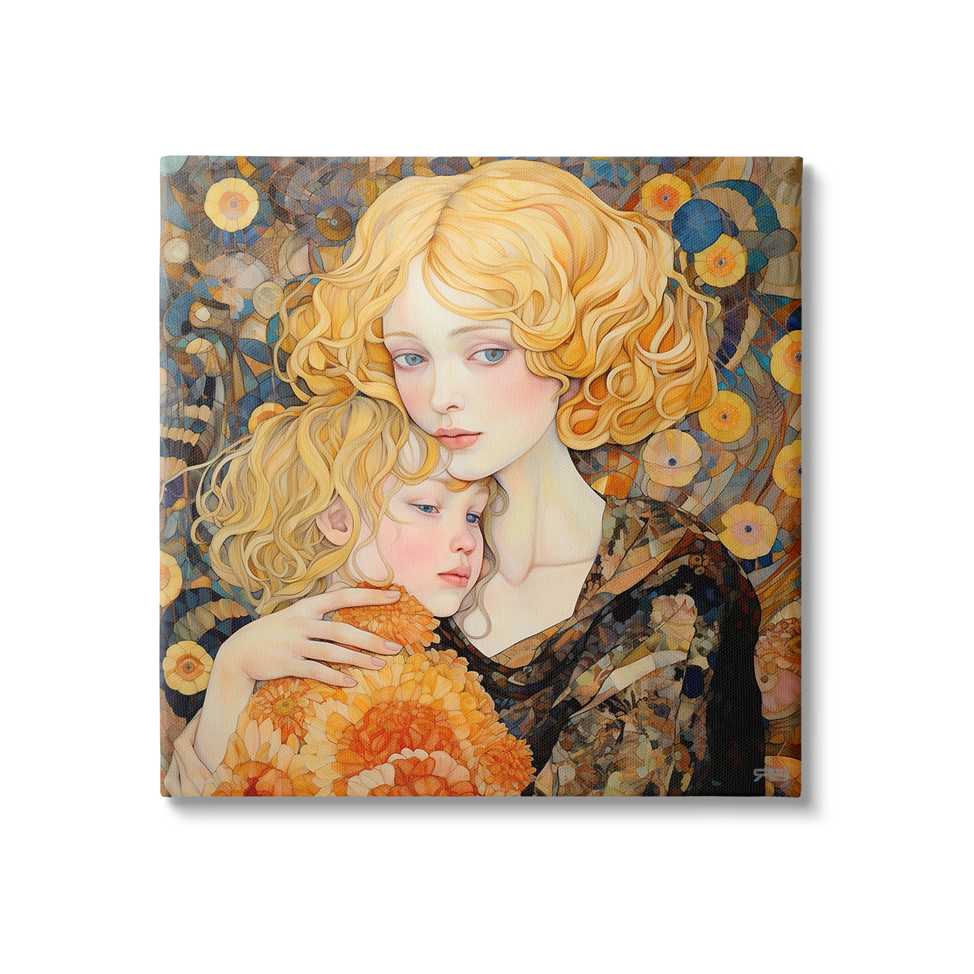 Stupell Industries Blonde Mother & Child Abstract Painting Gallery Wrapped Canvas Art Print Wall Art, 17 x 17