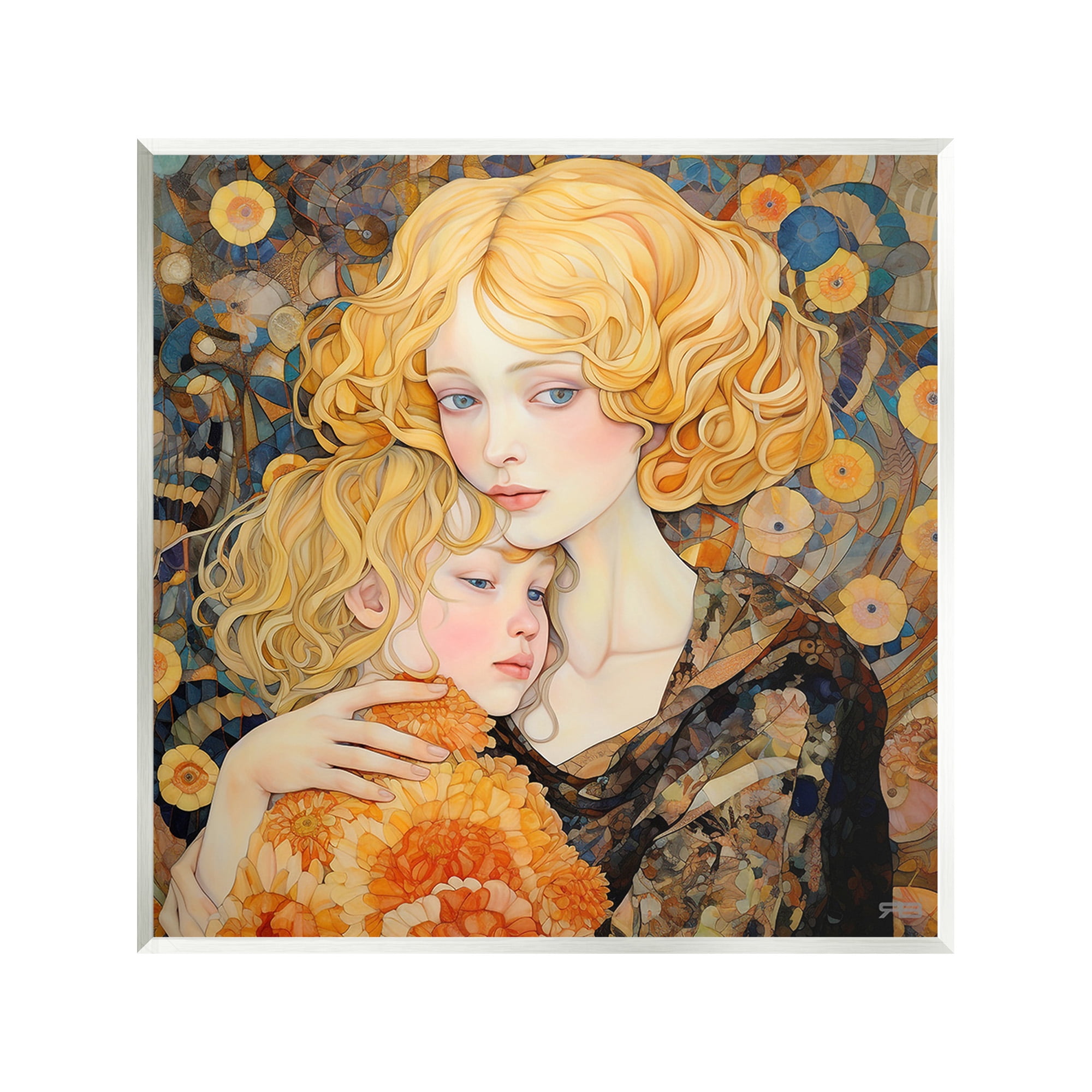Stupell Industries Blonde Mother & Child Abstract Painting Unframed Art Print Wall Art, 12 x 12