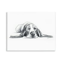 Stupell Industries Bloodhound Pup Naptime Animals Drawing Unframed Art Print Wall Art, 14 x 11