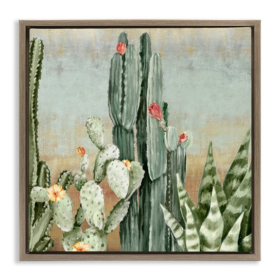 Stupell Industries Bloom Among Thorns Brown Framed Floater Canvas Wall Art design by Luna Mavis, 18 x 18