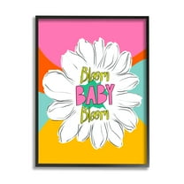 Stupell Industries Bloom Bright Flower Phrase Inspirational Painting Black Framed Art Print Wall Art, 11 x 14