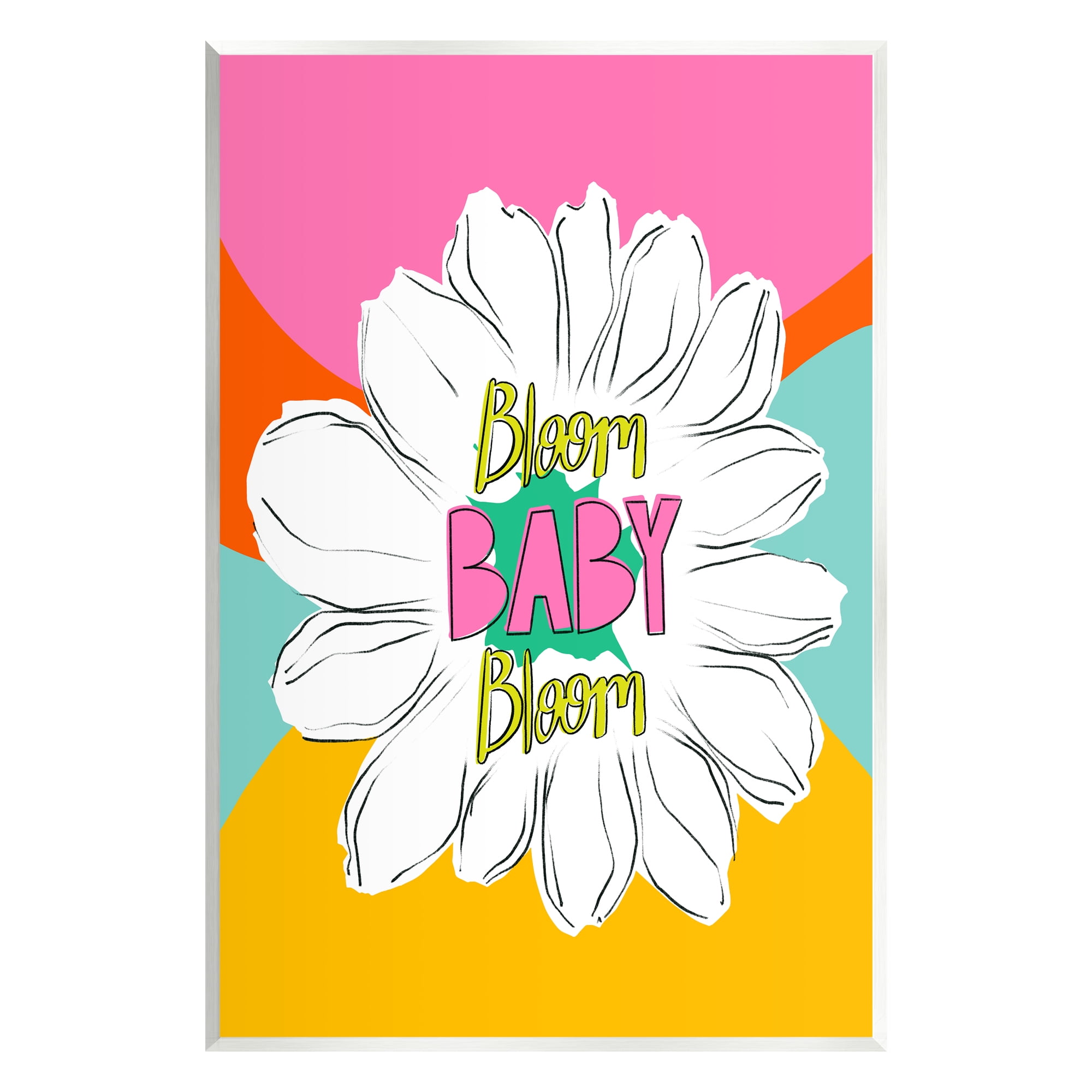 Stupell Industries Bloom Bright Flower Phrase Inspirational Painting Unframed Art Print Wall Art, 13 x 19