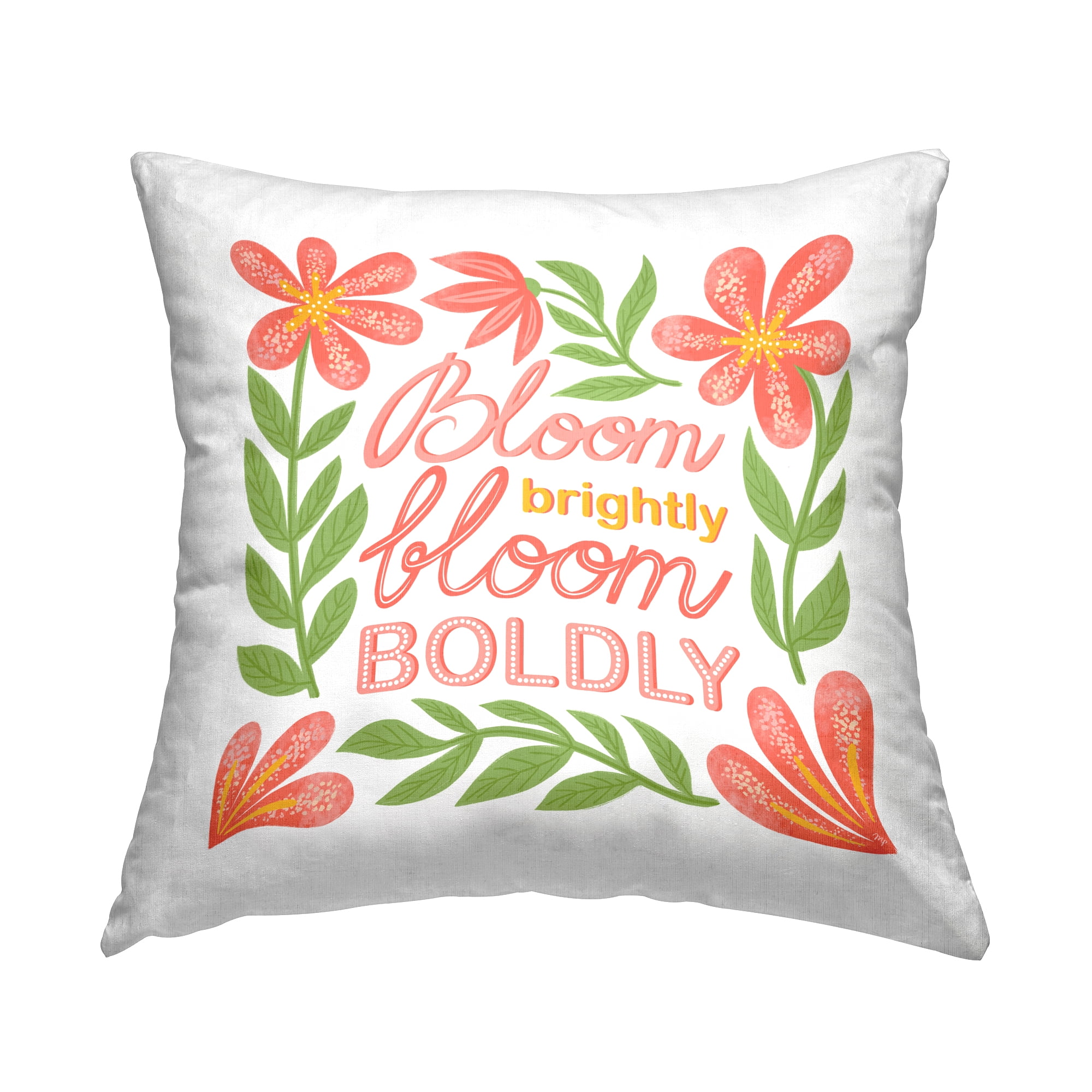 Stupell Industries Bloom Brightly Flower Border Decorative Printed Throw Pillow Design by Martina Pavlova.