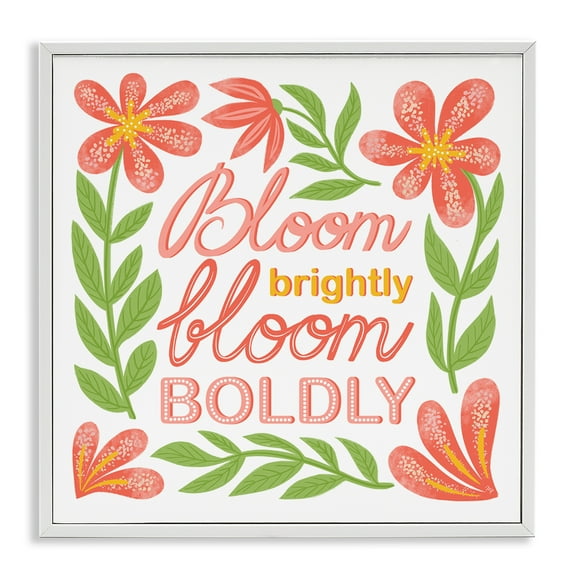 Stupell Industries Bloom Brightly Flower Border Plants & Flowers Painting White Framed Art Print Wall Art, 12 x 12