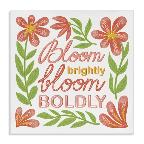 Stupell Industries Bloom Brightly Flower Border Plants & Flowers Painting Wrapped Canvas Art Print Wall Art, 17 x 17