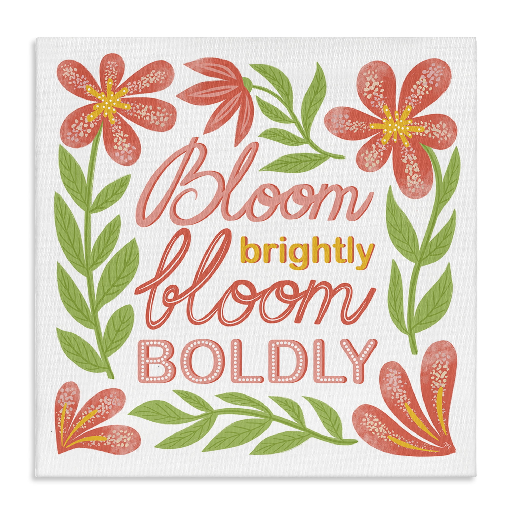 Stupell Industries Bloom Brightly Flower Border Plants & Flowers Painting Wrapped Canvas Art Print Wall Art, 24 x 24