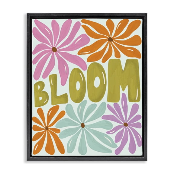 Stupell Industries Bloom Floral Energy Plants & Flowers Painting Black Floater Framed Canvas Art Print Wall Art, 25 x 31
