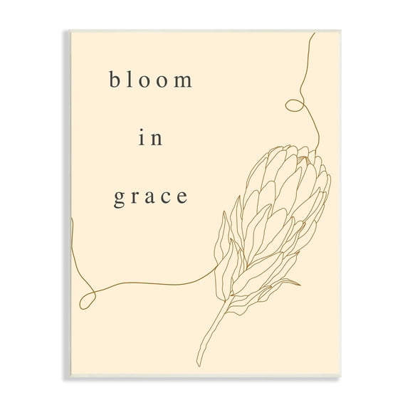 Stupell Industries Bloom In Grace Minimalistic Plant Blossom Line Drawing Wood Wall Art, 10 x 15, Design by Lil' Rue