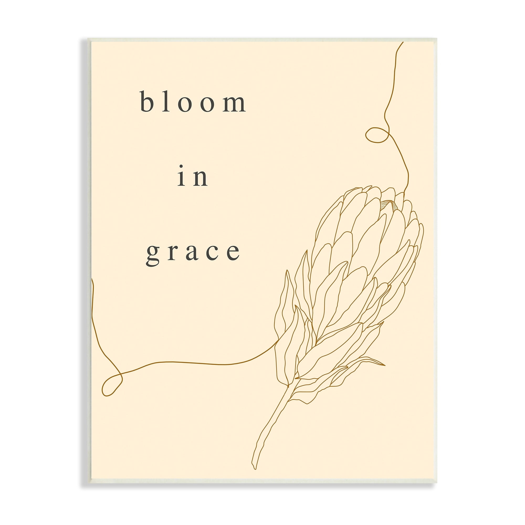 Stupell Industries Bloom In Grace Minimalistic Plant Blossom Line Drawing Wood Wall Art, 13 x 19, Design by Lil' Rue