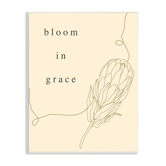 Stupell Industries Bloom In Grace Minimalistic Plant Blossom Line Drawing Wood Wall Art, 13 x 19, Design by Lil' Rue