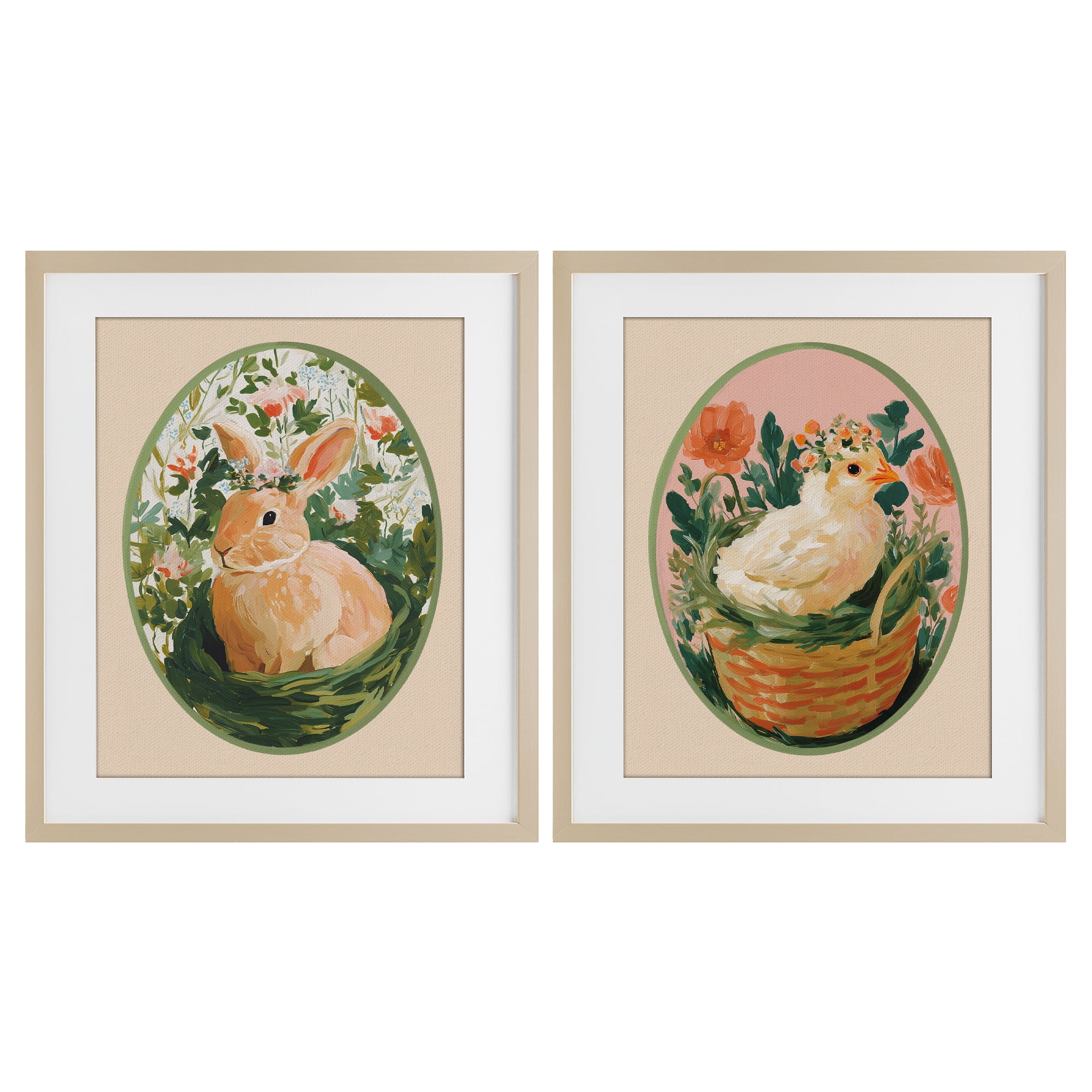 Stupell Industries Bloom Nest Animals 2 Piece Birch Framed Print Under Glass Set, design by Yen