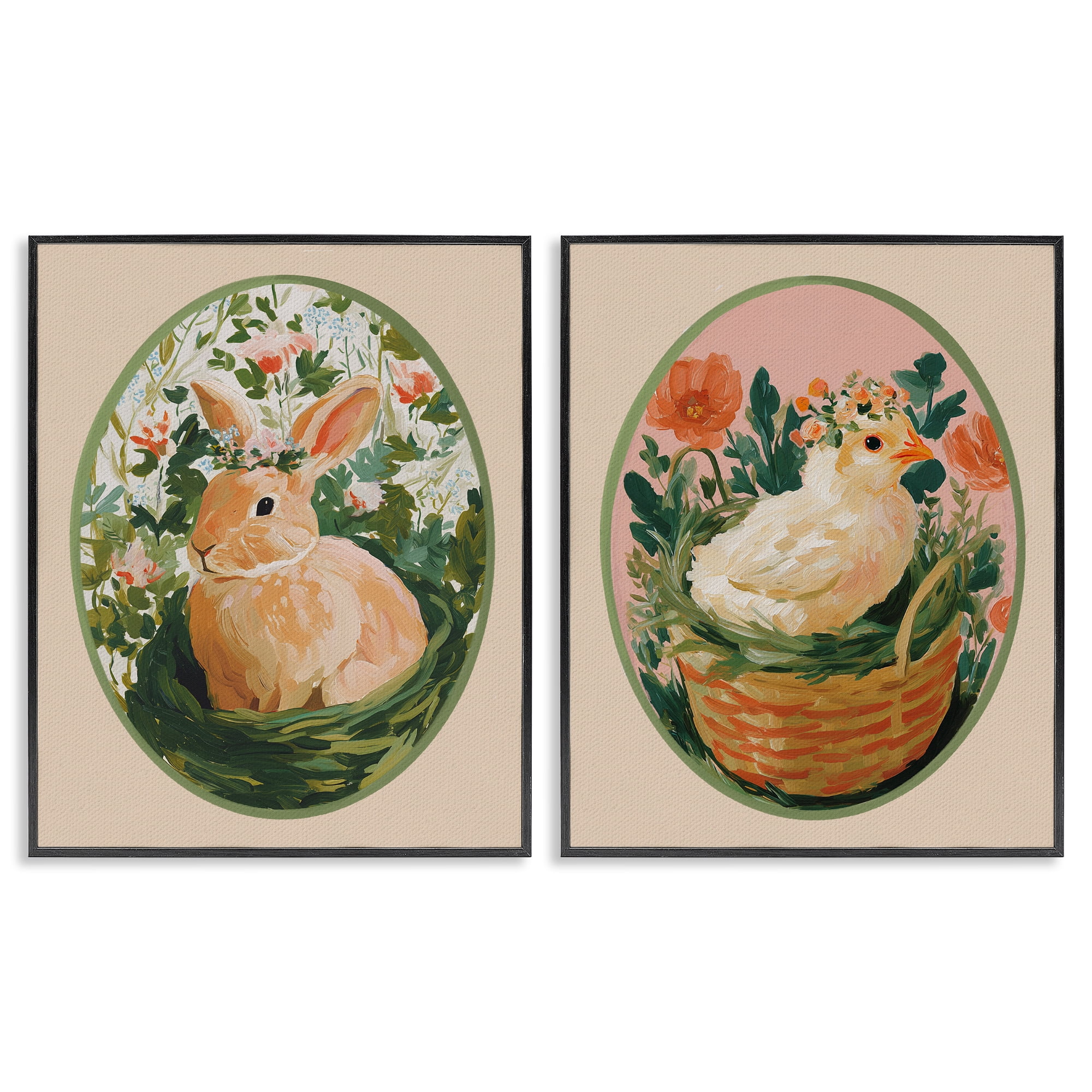 Stupell Industries Bloom Nest Animals 2 Piece Black Framed Giclee Art Set, design by Yen
