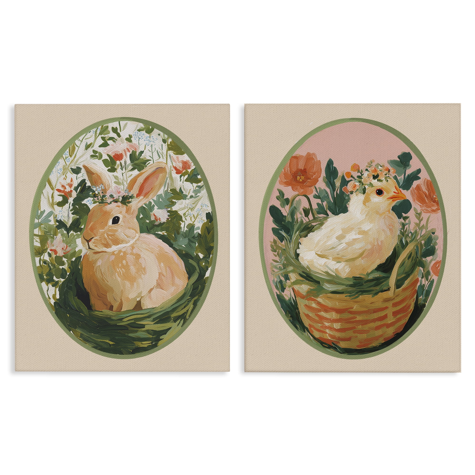 Stupell Industries Bloom Nest Animals 2 Piece Canvas Wall Art Set, design by Yen