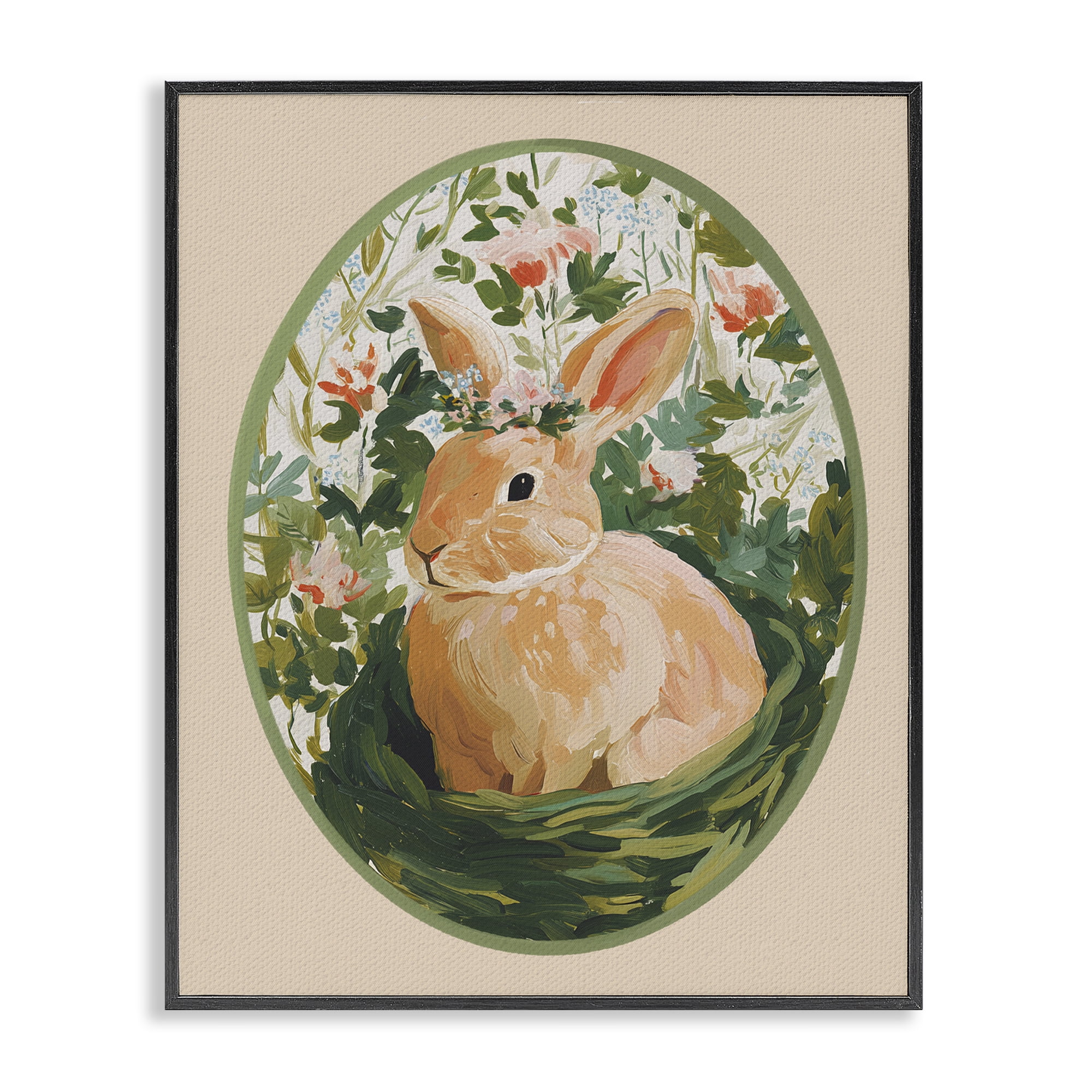 Stupell Industries Bloom Nest Bunny Black Framed Giclee Art, design by Yen