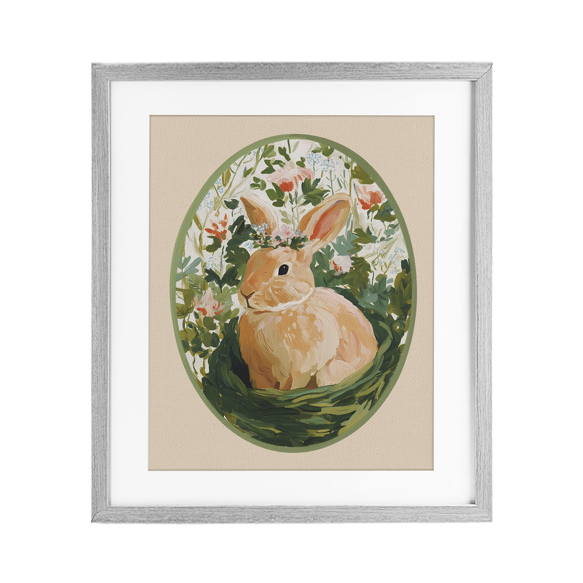 Stupell Industries Bloom Nest Bunny Gray Framed Print Under Glass, design by Yen
