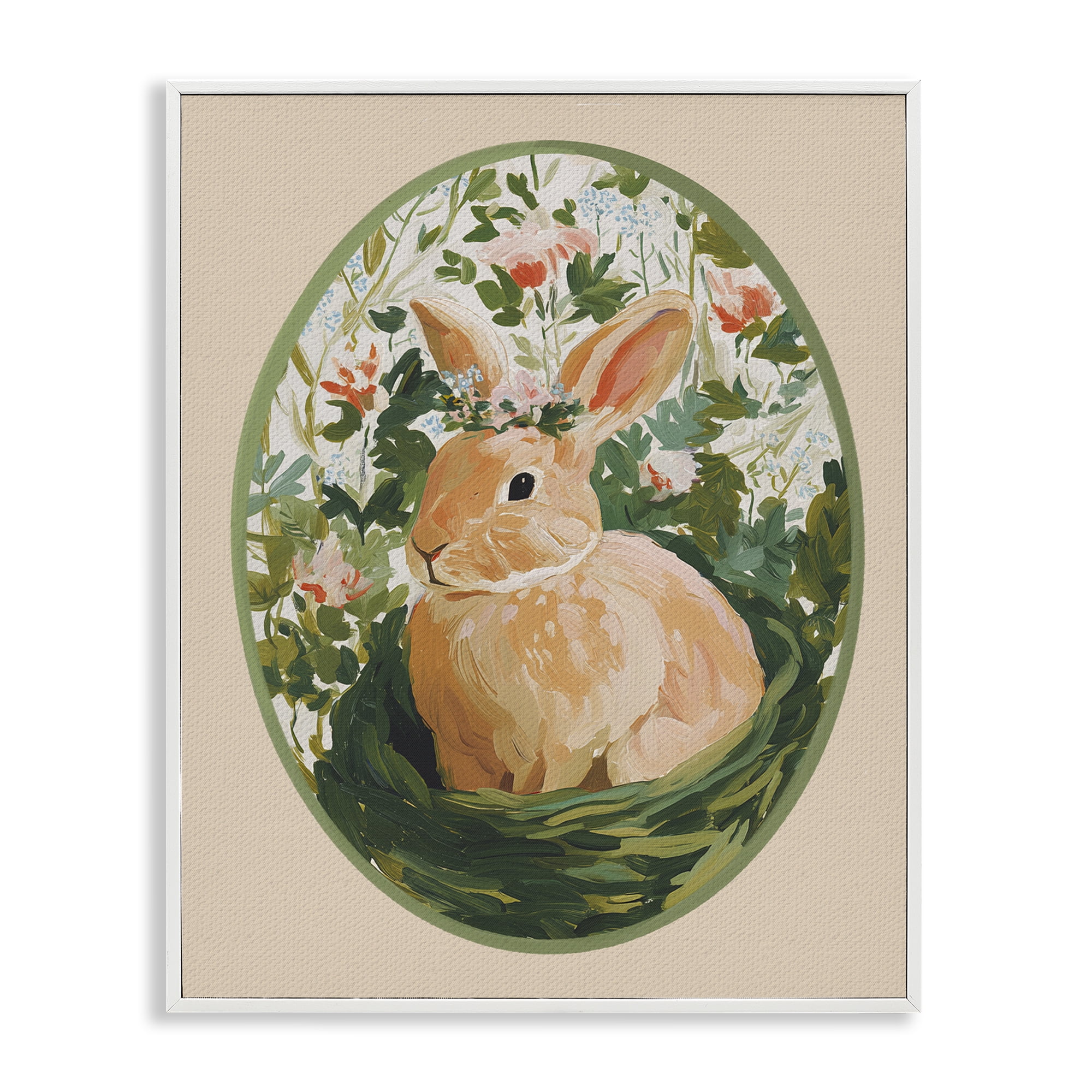 Stupell Industries Bloom Nest Bunny White Framed Giclee Art, design by Yen