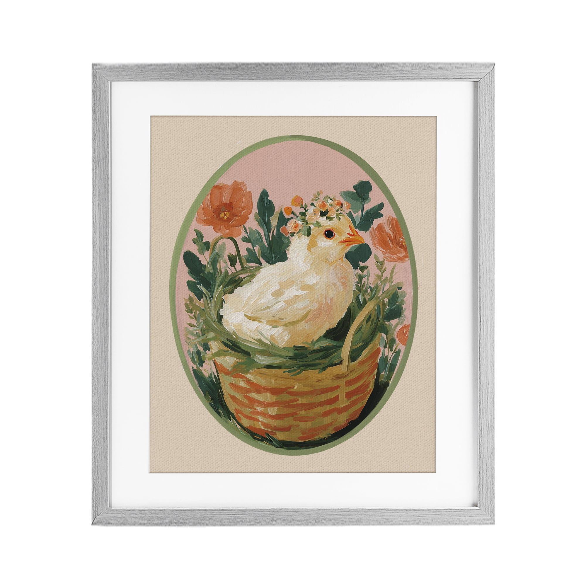 Stupell Industries Bloom Nest Chick Gray Framed Print Under Glass, design by Yen