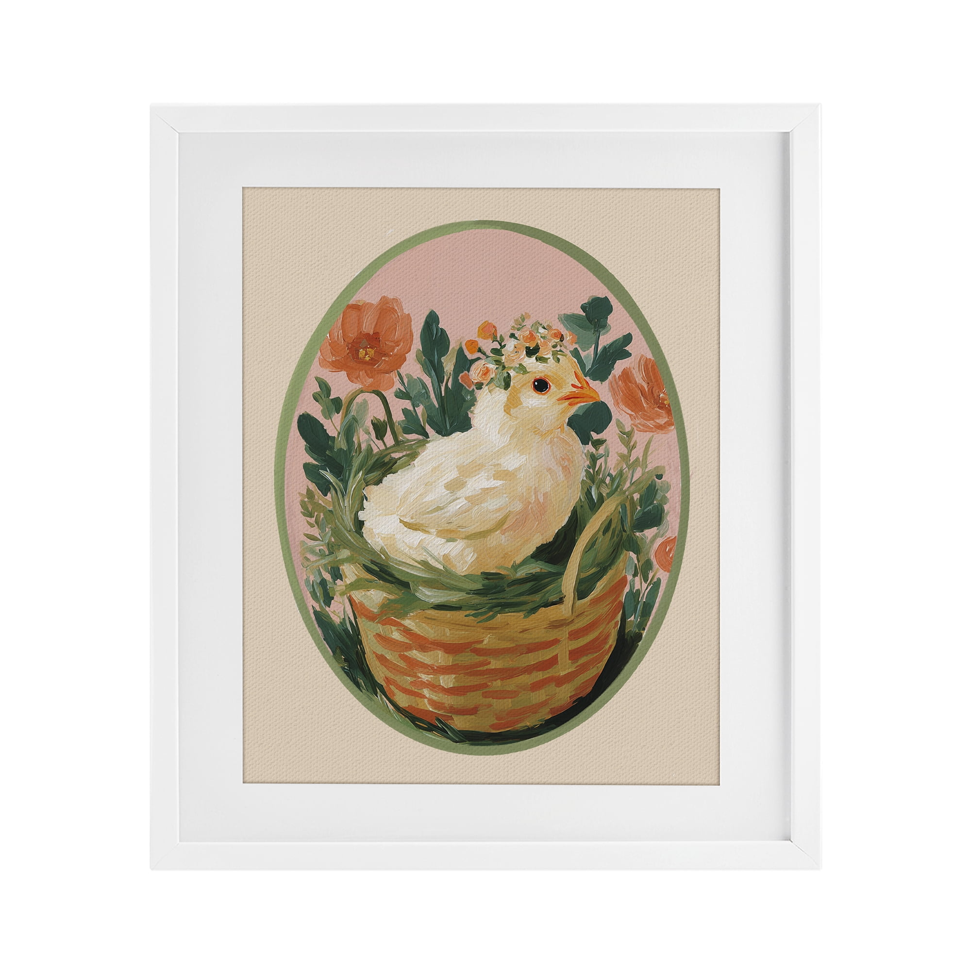 Stupell Industries Bloom Nest Chick White Framed Print Under Glass, design by Yen