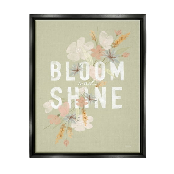 Stupell Industries Bloom & Shine Floral Herbs Botanical & Floral Painting Black Floater Framed Art Print Wall Art, 17 x 21