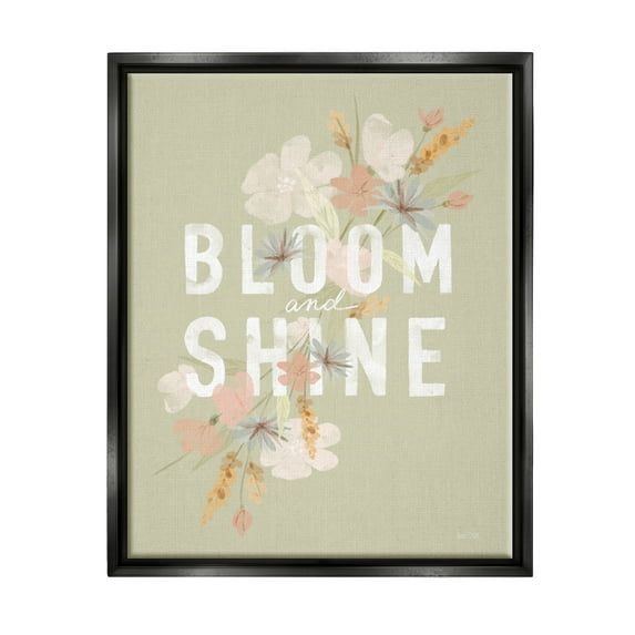 Stupell Industries Bloom & Shine Floral Herbs Botanical & Floral Painting Black Floater Framed Art Print Wall Art, 17 x 21