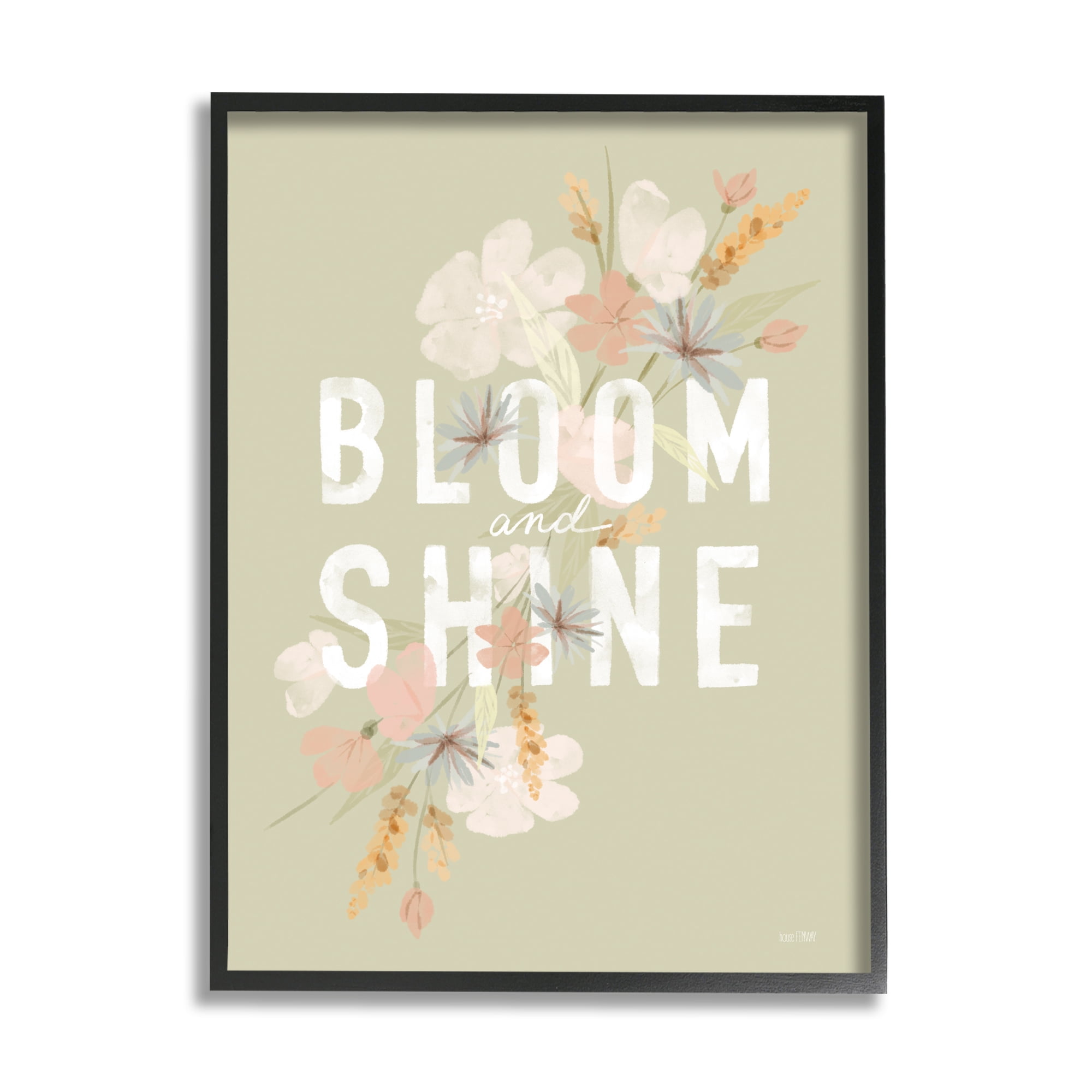 Stupell Industries Bloom & Shine Floral Herbs Botanical & Floral Painting Black Framed Art Print Wall Art, 16 x 20