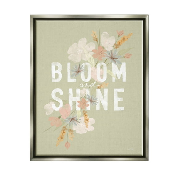 Stupell Industries Bloom & Shine Floral Herbs Botanical & Floral Painting Gray Floater Framed Art Print Wall Art, 25 x 31