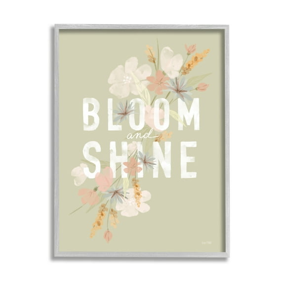 Stupell Industries Bloom & Shine Floral Herbs Botanical & Floral Painting Gray Framed Art Print Wall Art, 16 x 20