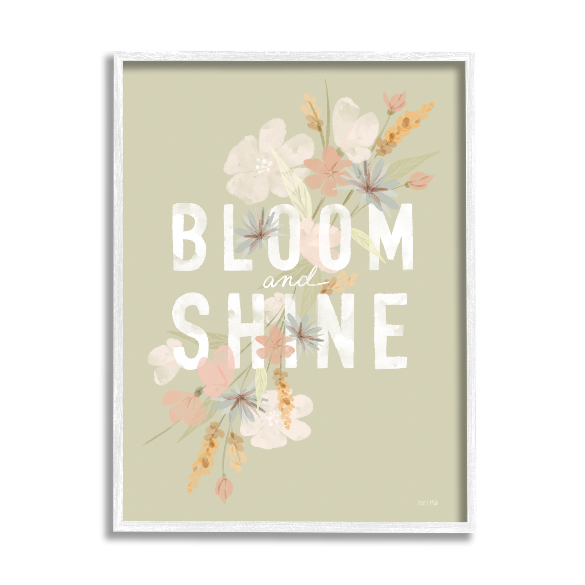 Stupell Industries Bloom & Shine Floral Herbs Botanical & Floral Painting White Framed Art Print Wall Art, 16 x 20